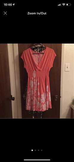 Coral and White Knee Length Dress