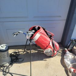 Kids golf bag and clubs 