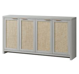 Modern Rattan 4-Door Sideboard Buffet Cabinet