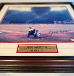 Hank Aaron Framed Signed 16 x 20" Home Run 715 Photo - Autograph w/ Steiner COA