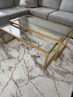 Rectangular Nested Coffee Table in Brass
