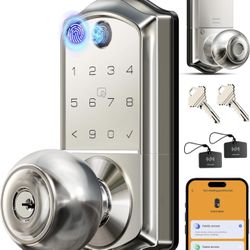 Veise VE018 - Cerradura inteligente con manija de perilla, huella digital, control de aplicación, entrada sin llave para puerta delantera y dormitorio