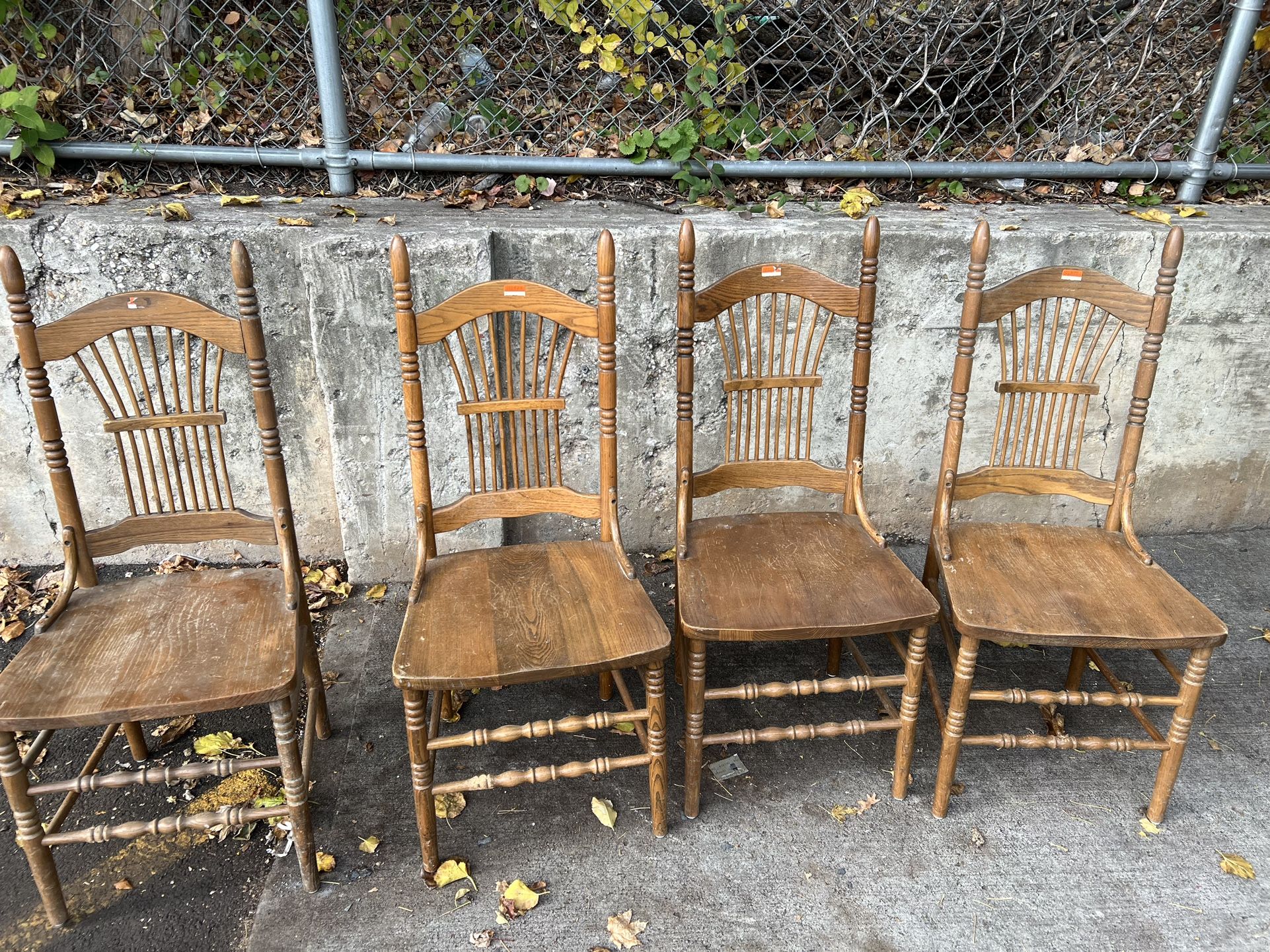 Used (4) Wood Chairs Asking For $55. Pick Up only Elizabeth Nj .