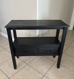Black Wooden Console Table with Drawers