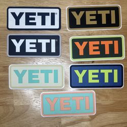 Set of 7 1.75x4 YETI stickers