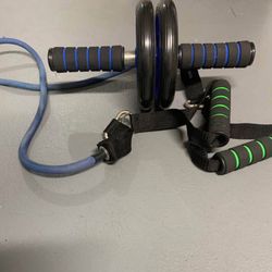 exercise wheel and stretch bands