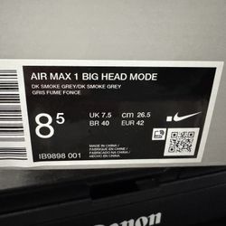 Nike Air max 1 “Big Head Mode” Sz8.5