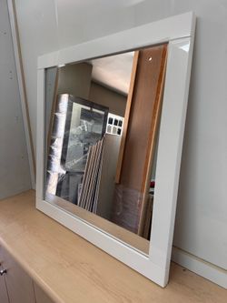 Modern White High-Gloss Mirror — 35” x 35” — $55