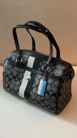 Coach Signature Stripe Satchel Handbag