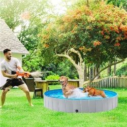 Foldable Pet Pool, Portable Dogs/Cats Bath Tub Indoor and Outdoor, PVC Portable Wash Tub for Pet Dogs and Cat for Garden/Beach/Yard/Home Use