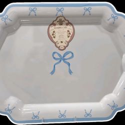 Shabby Chic Blue Bow Platter
