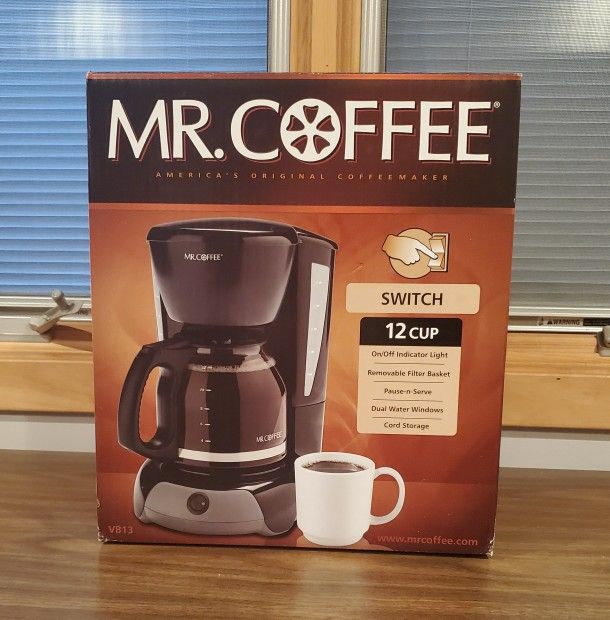 Mr. Coffee 12-Cup Switch Coffee Maker, VB14 Black
NEW IN BOX, NEVER USED