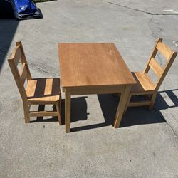 Kids Wooden Table With Two Chairs 