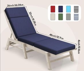 TWO Navy Blue Outdoor Chaise / Lounger Cushions
