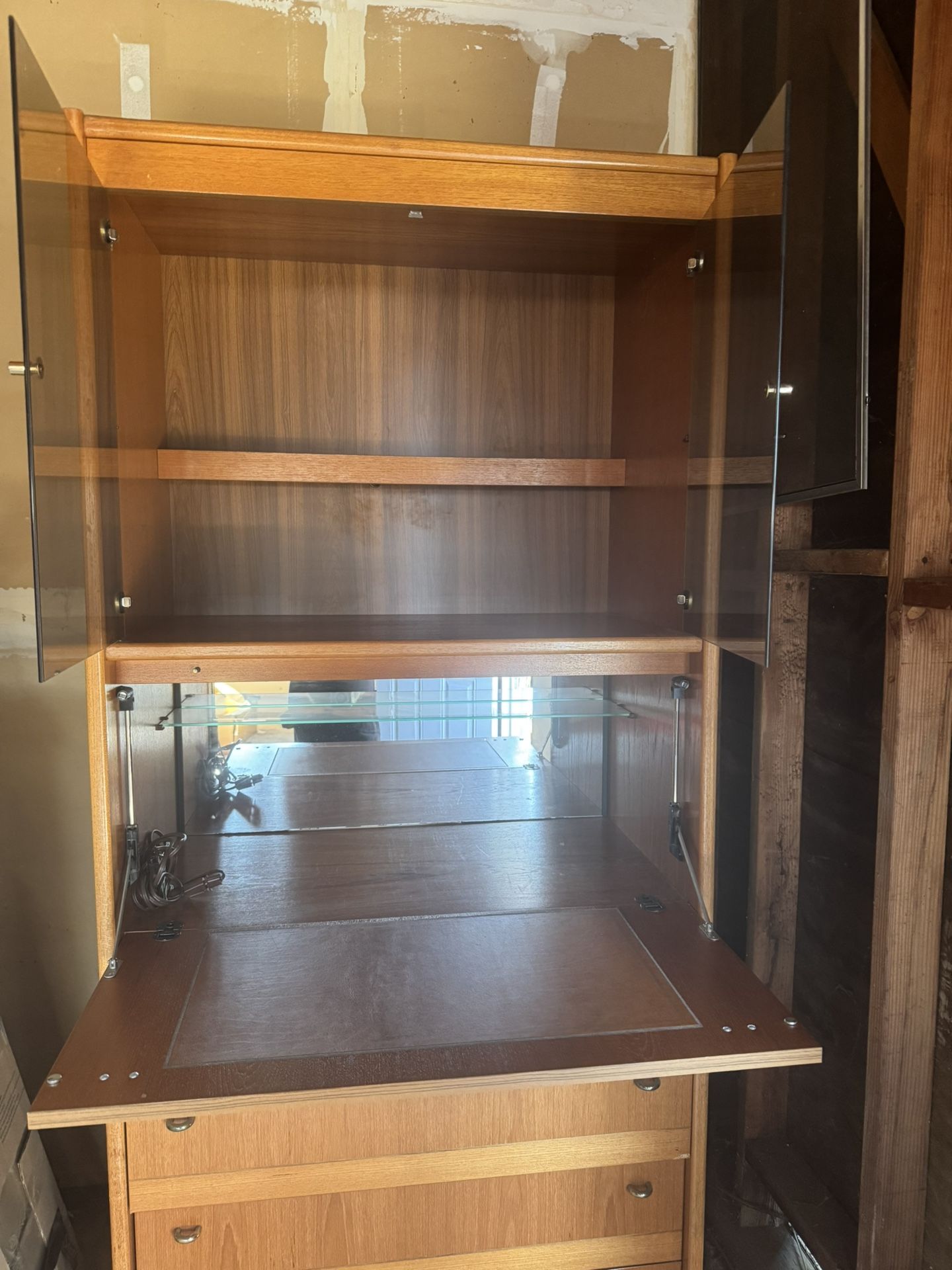 Wood Dresser With Fold Down Leather TOP DESK