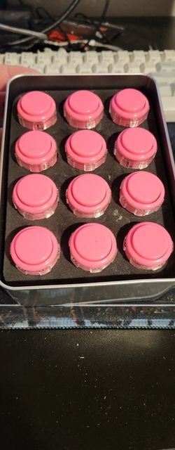 Crown/ Samducksa Arcade Mx 24mm Screw button Pink