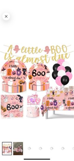 Halloween Baby Shower Decorations for Girl, A Little Boo is Almost Due party kit
