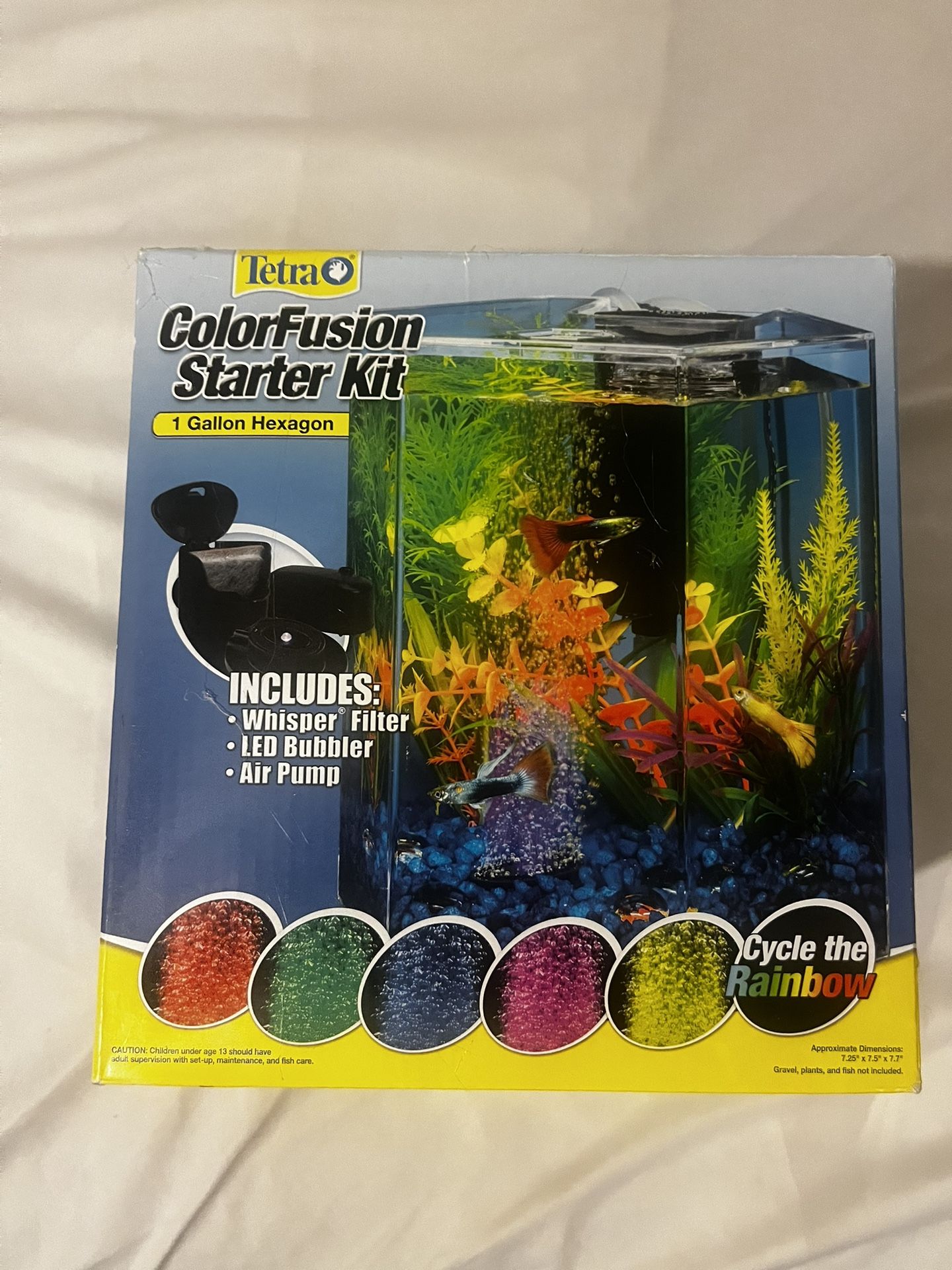Tetra ColorFusion Starter Kit – 1 Gallon Hexagon Fish Tank (New in Box)