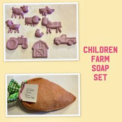 Children Farm Animal (Pink) Hand Poured Soap Set