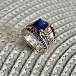 925 Sterling Silver Sapphire Ring 