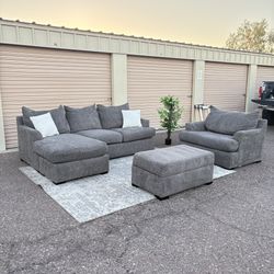 Broyhill Sofa Reversible Chaise + Accent chair + Storage Ottoman Set - Delivery 🚚
