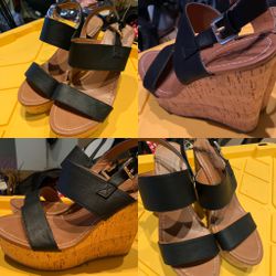 Bonnibel Elmo Black Platform Wedge Sandals size 8 women shoes 