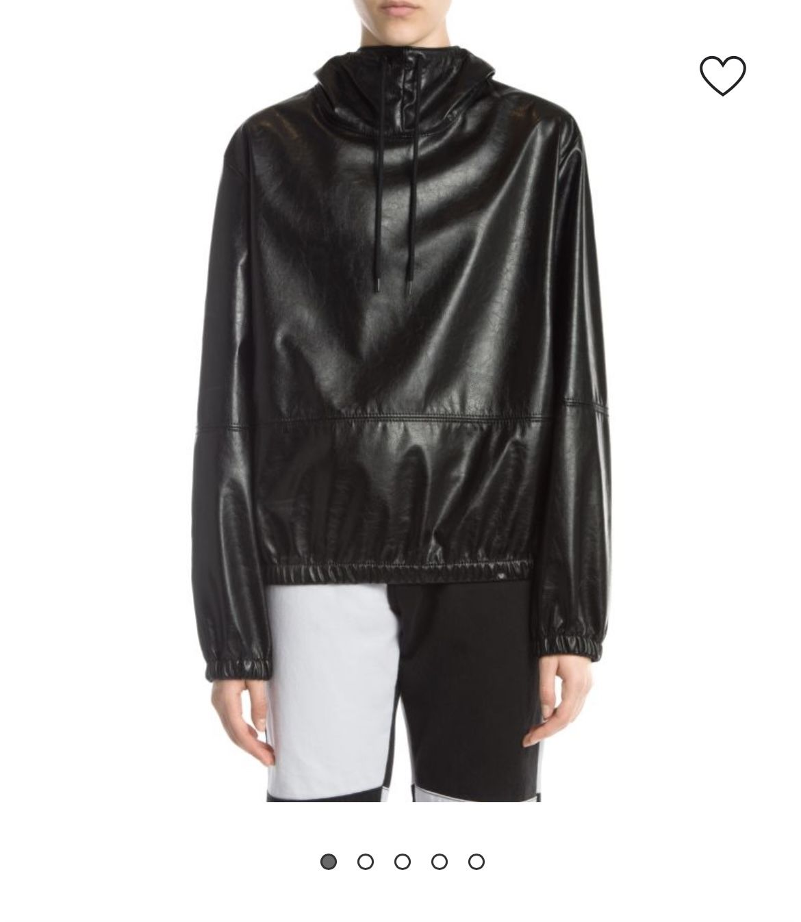 MSGM Faux leather black hoodie pullover sweatshirt 46 XS