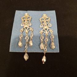 Vintage Rhinestone Dangle Earrings 