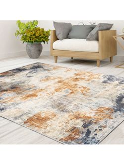 8/10 100% Machine Washable Modern Abstract Rug 