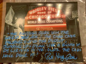 Chicago Cubs Broadcaster Pat Hughes Signed “Final Call” 8x10