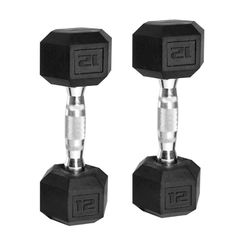 12lb Coated Rubber Hex Dumbbell, 