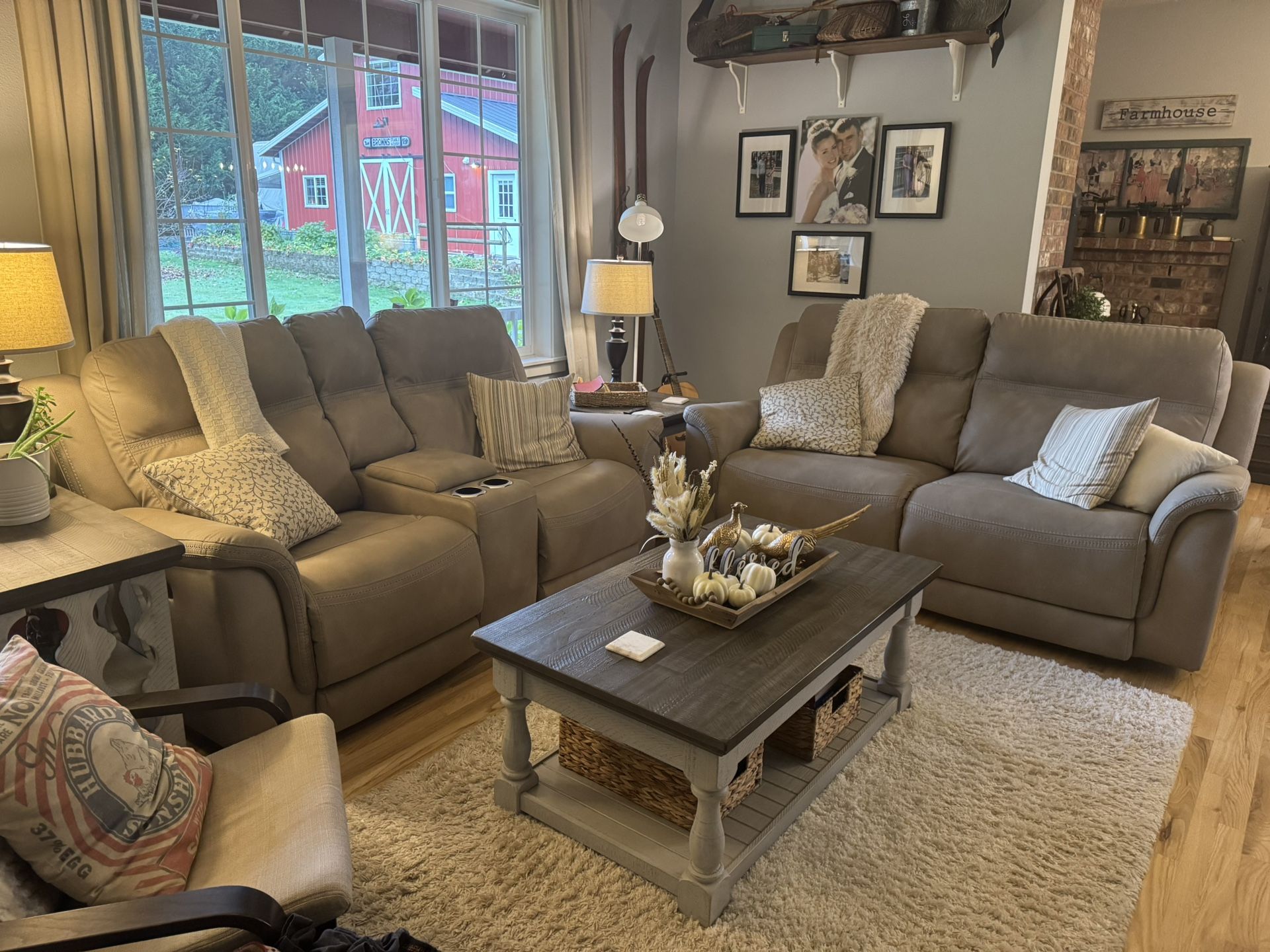 Ashley Furniture Power Reclining Sofa and Loveseat 