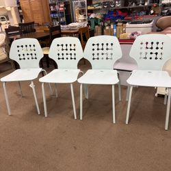 Metal Dining Chair Set with Hollow Back Kitchen Armless Chairs 