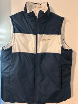 Columbia Women’s Large Notre Dame Reversible Puffer Vest Full Zip White Blue