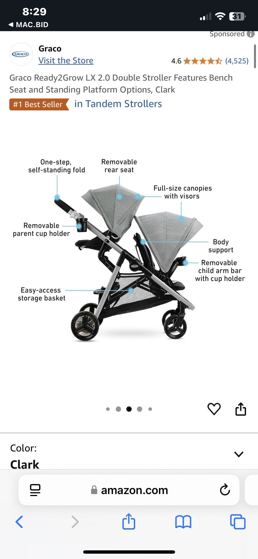 Graco ready 2 GrowLX 2.0 Double Stroller