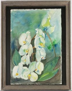 Orchids Watercolor Painting Framed 22" X 15"