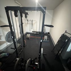 At Home Gym All In One Squat Rack And Nike Weights 