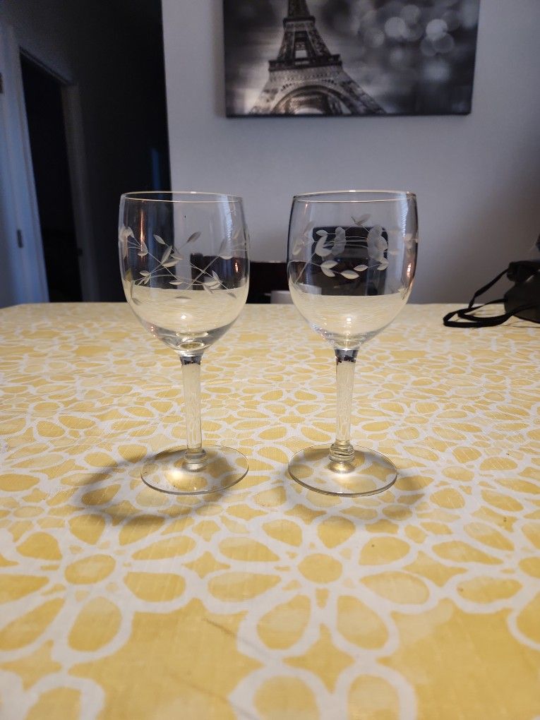 Princess House Etched Crystal Wine Glass