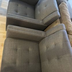 2 Upholstered Blue-Gray Chairs : Like New! 