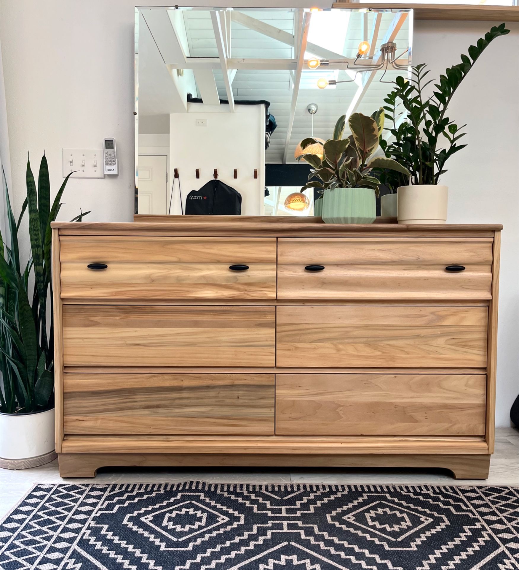 Refinished Mid Century Modern Dresser And Mirror