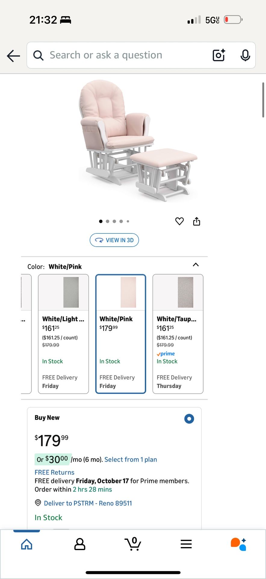 Nursery Rocking Chair Pink And White
