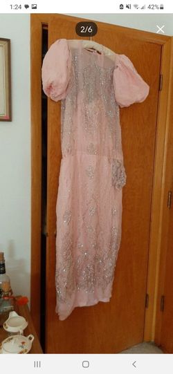 Vintage Alyce Designs Pink Beaded Gown