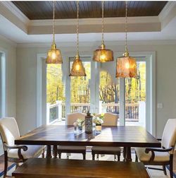 Chandelier Light 4 Lights Vintage Glass Chandelier Japanese-Style Brass Pendant Lamp Rustic Style Adjustable Cord Hanging Lamp for Farmhouse Hallway B