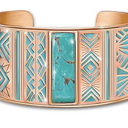 NATURE’S  HEALING EMBRACE COPPER CUFF BRACELET WITH TURQUOISE 