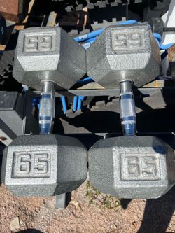 65lb hex iron dumbbell set weights