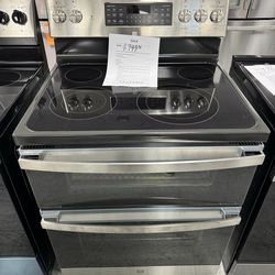 30” 5 burner free standing double oven electric range with air fly