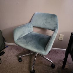 Blue Velvet Like Office Swivel Chair