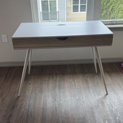 Desk with Cable Mgmt And Built-In Storage Compartments