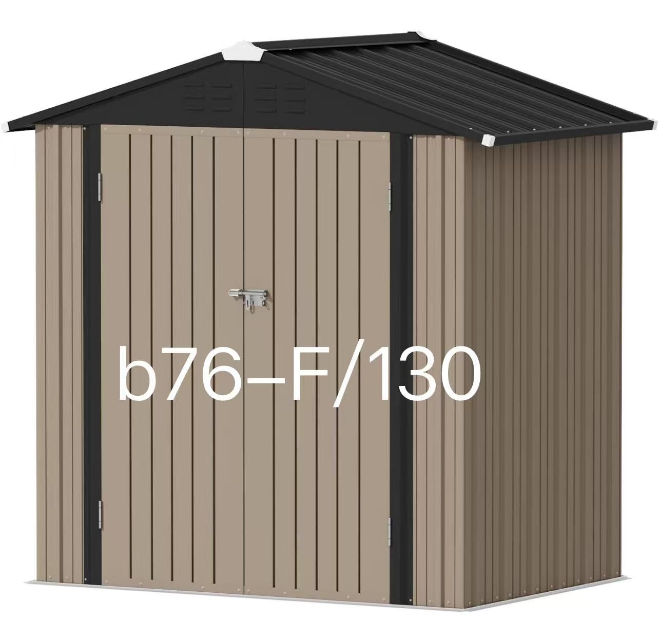 Metal Outdoor Storage Shed 6FT x 4FT, Door & Lock, Brown