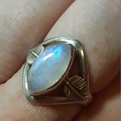GENUINE STERLING SILVER POLISHED MOONSTONE RING JEWELRY 